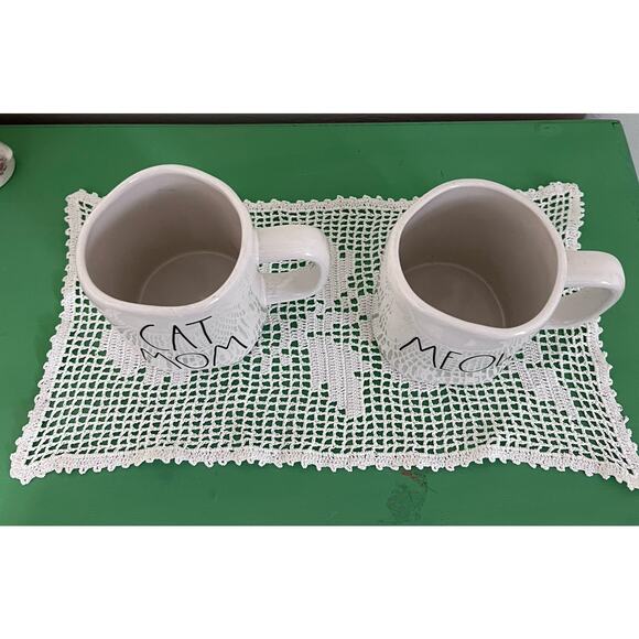 Rae Dunn Coffee Cups Cat Mom Meow Mugs Set of 2 Cat Lover Kitten Kitties Tea - Picture 5 of 8